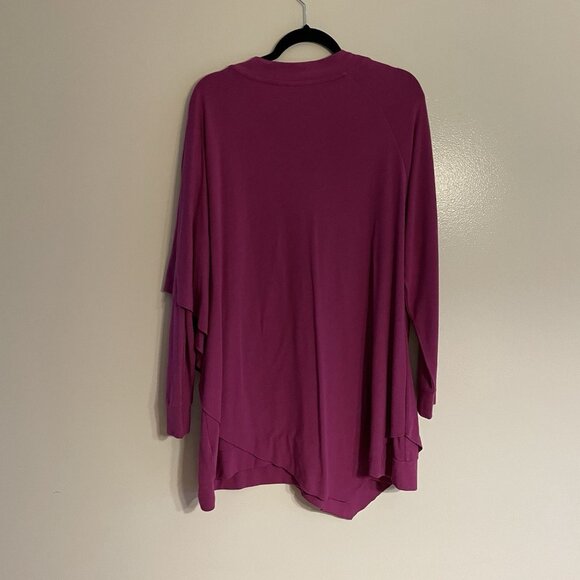 Soft Surroundings 1X Fuchsia Knit V-Neck Long Sleeve Overlay Madeline Tunic Top - Picture 10 of 11
